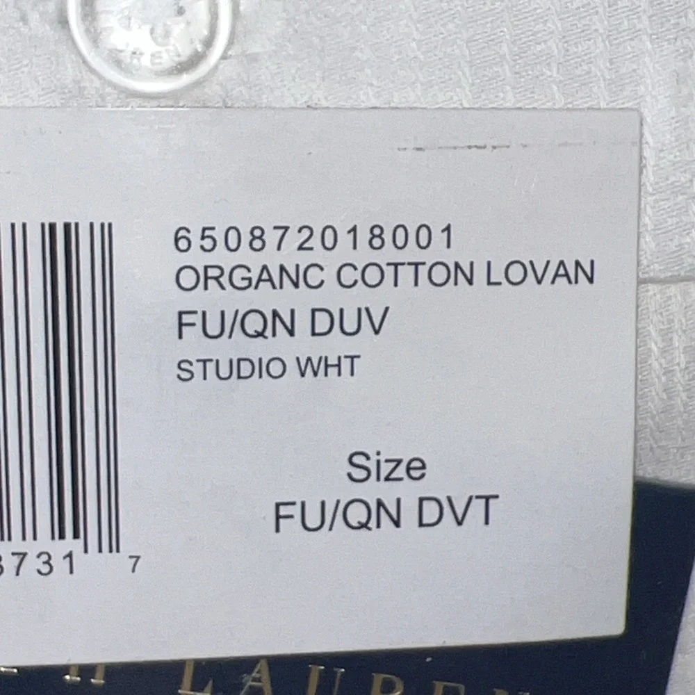 Ralph Lauren Organic Cotton Lovan Jacquard Duvet Cover F/Q Studio White NWT $475